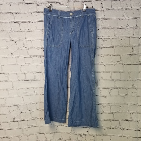 Pilcro anthro wide leg chambray trouser jeans - Picture 5 of 9